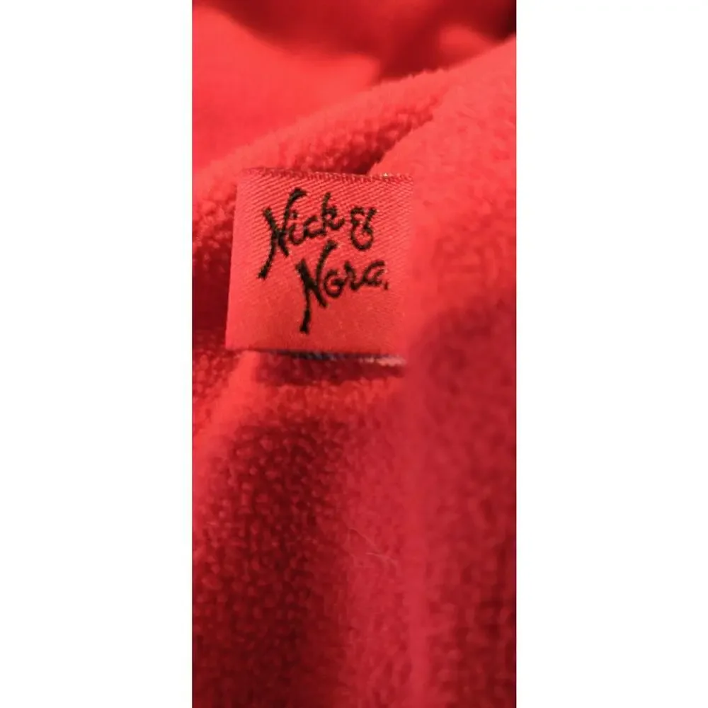 Nick & Nora Footie Fleece Red Pajamas Size Large SOCK MONKEY Zip Up Footed PJs